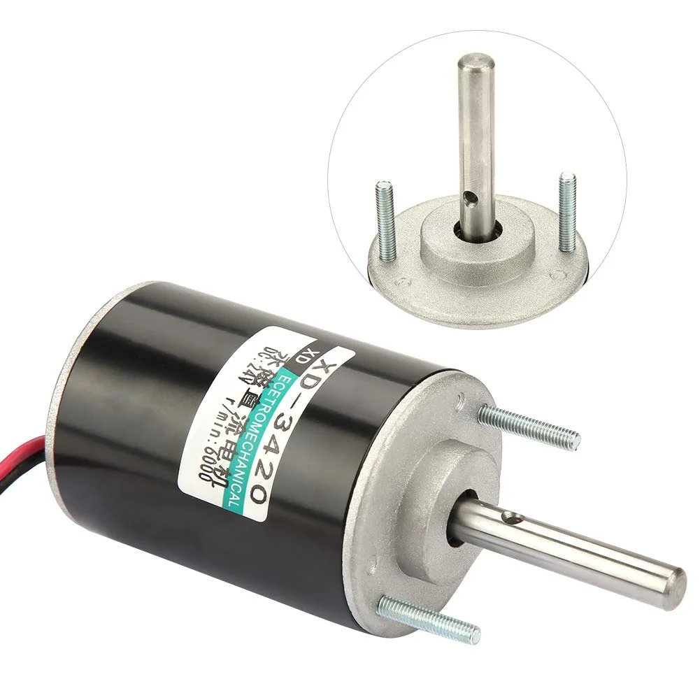 موتور DC آهنربای دائم 12V/24V 30W CW/CCW موتور دنده ای الکتریکی برگشت پذیر سرعت بالا کم صدا برای ژنراتور DIY مدل XD-3420 (24V 7000RPM)