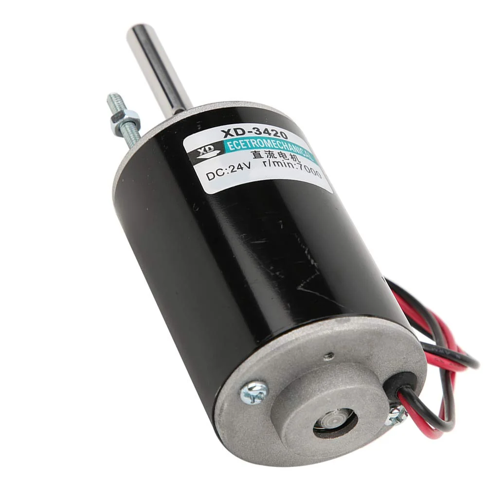 موتور DC آهنربای دائم 12V/24V 30W CW/CCW موتور دنده ای الکتریکی برگشت پذیر سرعت بالا کم صدا برای ژنراتور DIY مدل XD-3420 (24V 7000RPM)