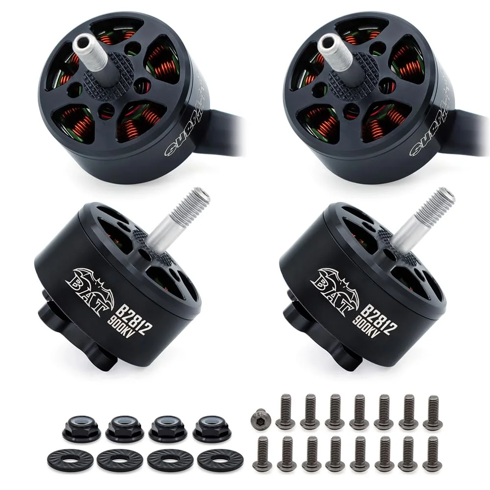 موتورهای براشلس کوادکوپتر مسابقه ای 4 عددی Surpass B2812 900KV FPV با سیم های سیلیکونی 250 میلی متری 18AWG (مشکی) CW/CCW 5S-6S