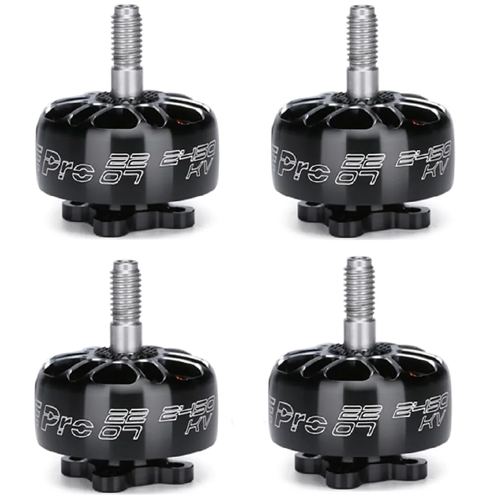 موتور براشلس XING-E Pro 2207 با مقادیر 1800KV، 2450KV، 2750KV، مناسب برای لیپو 2 تا 6 سل، شفت توخالی 5 میلی‌متری برای پهپادهای فری‌استایل با پروانه 5 تا 6 اینچی (4 عدد 2207 1800KV)