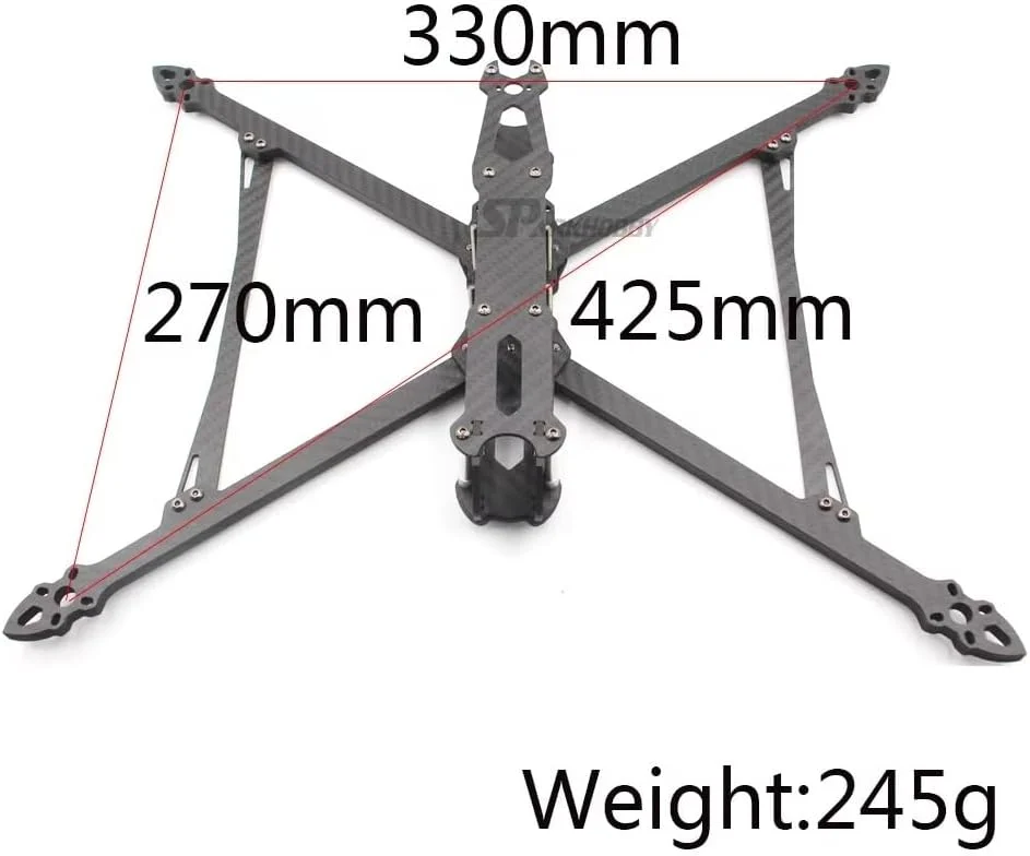 فریم فیبر کربنی MARK4 V2 10 اینچ 425 میلی‌متری سازگار با موتور 3115 و ملخ 1050 برای قطعات پهپاد مسابقه ای FPV برد بلند (1 عدد MARK4 V2 10 اینچ)