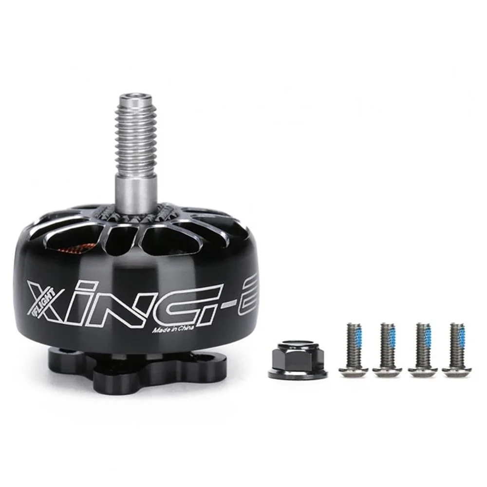 موتور براشلس XING-E Pro 2207 با مقادیر 1800KV، 2450KV، 2750KV، مناسب برای لیپو 2 تا 6 سل، شفت توخالی 5 میلی‌متری برای پهپادهای فری‌استایل با پروانه 5 تا 6 اینچی (4 عدد 2207 1800KV)