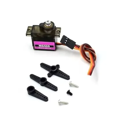 موتور سروو میکرو MG90S، چرخش 360 درجه، دنده پلاستیکی، سازگار با آردوینو، ماشین کنترلی، هلیکوپتر، هواپیما، پهپاد