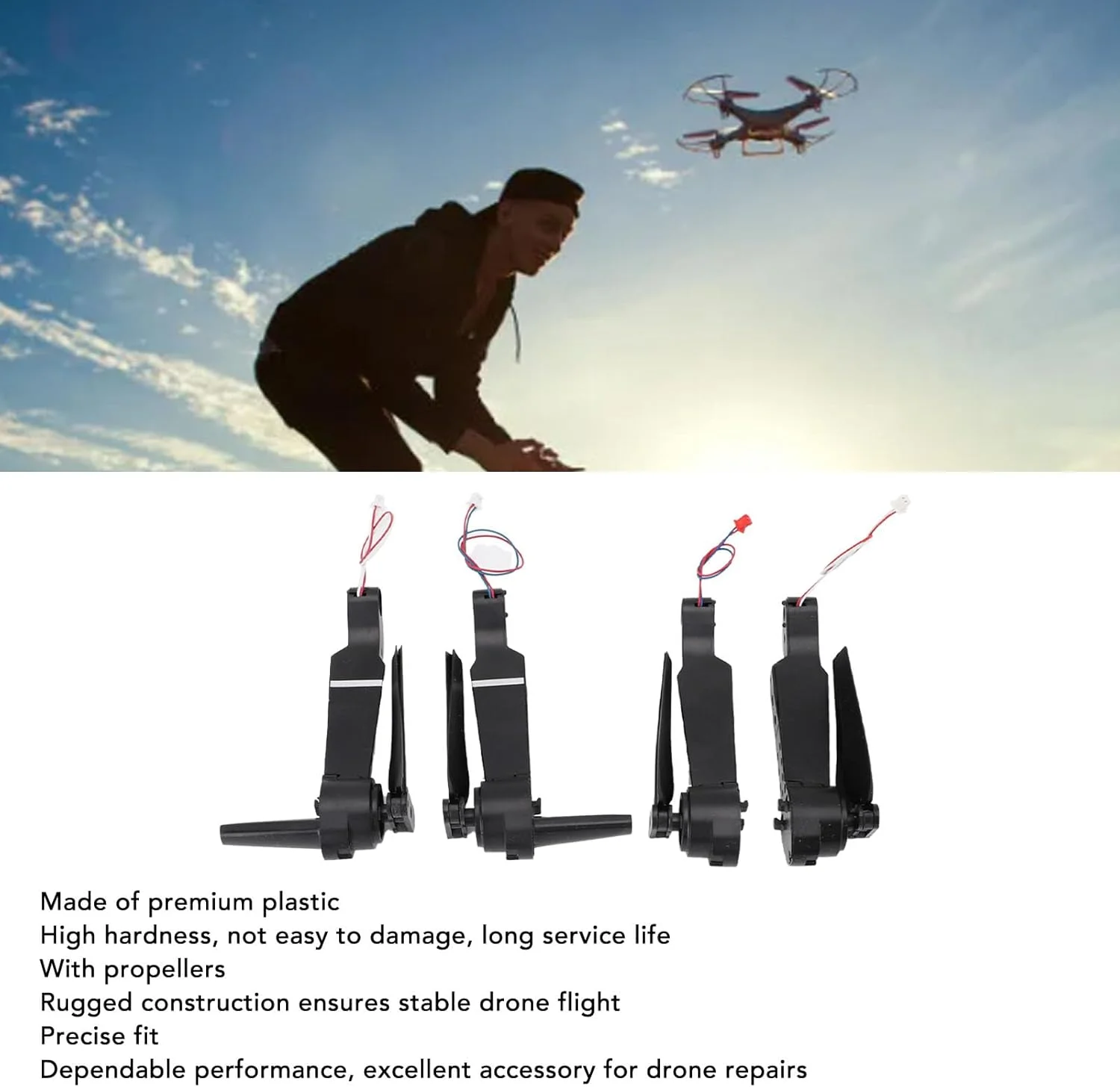 4 عدد بازوی موتور پهپاد با ملخ، قطعات قاب پلاستیکی پهپاد، جایگزینی موتور بازوی کوادکوپتر برای کوادکوپتر تاشو E88 E99 E10 RC