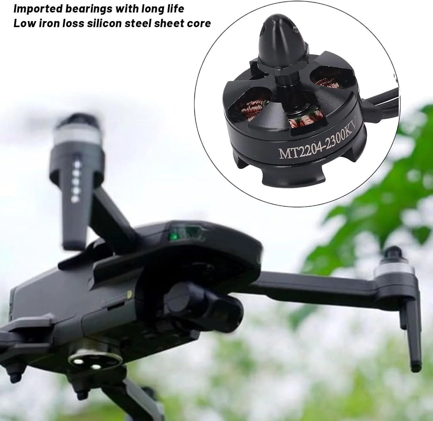 موتور براشلس کوادکوپتر FPV مدل MT2204 2300KV، مقاومت 0.112 اهم، حداکثر تراست 420 گرم، موتور کوادکوپتر برای QAV 180 210 250