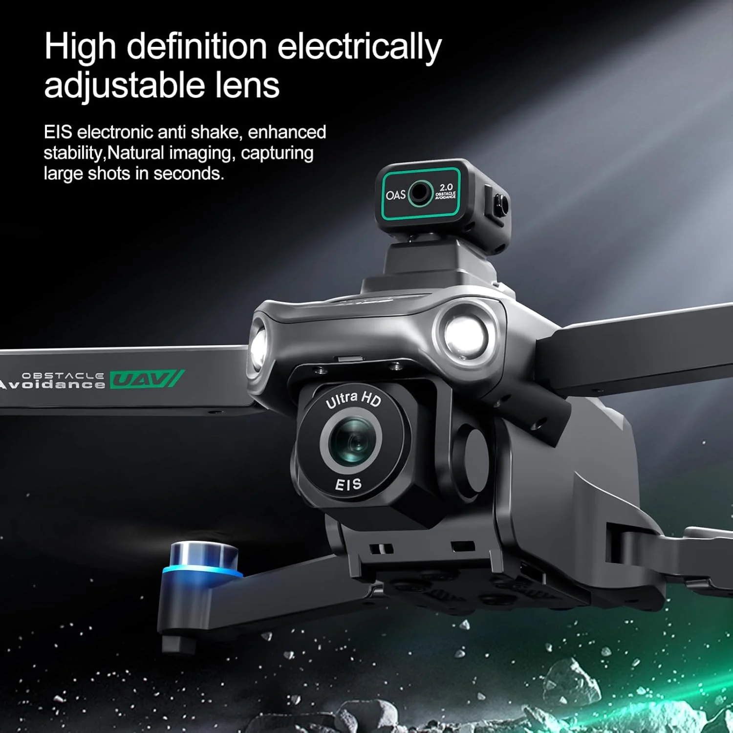 پهپاد GPS با دوربین 8K UHD EIS، کوادکوپتر RC FPV وای فای 5G با موتورهای براشلس، موقعیت یابی جریان نوری، اجتناب از موانع، بازگشت خودکار، دنبال کردن من، 2 باتری (مشکی)