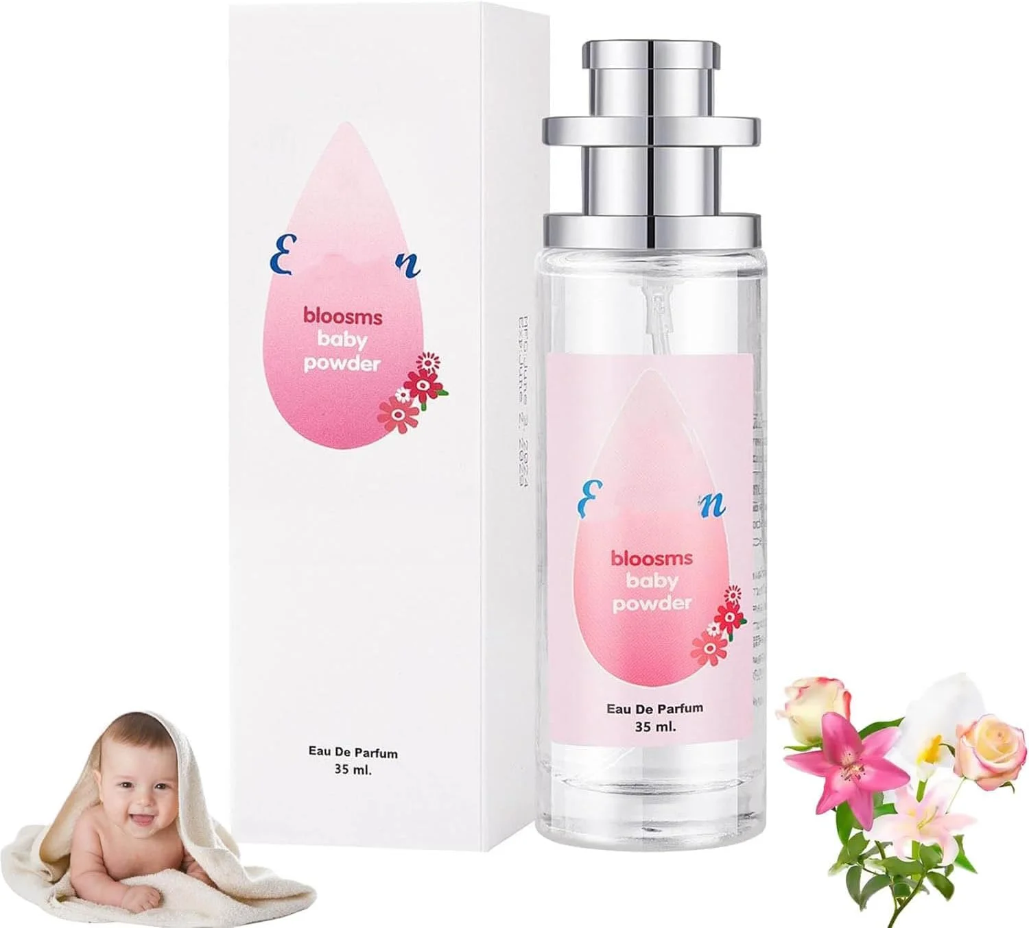 عطر پودر بچه با ماندگاری طولانی، عطر برج کودک با رایحه ای تازه و سبک، رطوبت و رایحه ماندگار - هدیه ای برای خانم ها با رایحه ملایم پودر بچه و گل ها 35 میلی لیتر