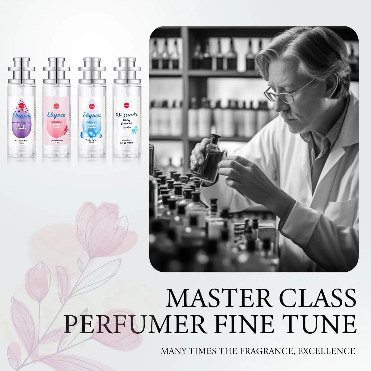 عطر پودر بچه با ماندگاری طولانی، عطر برج کودک با رایحه ای تازه و سبک، رطوبت و رایحه ماندگار - هدیه ای برای خانم ها با رایحه ملایم پودر بچه و گل ها 35 میلی لیتر