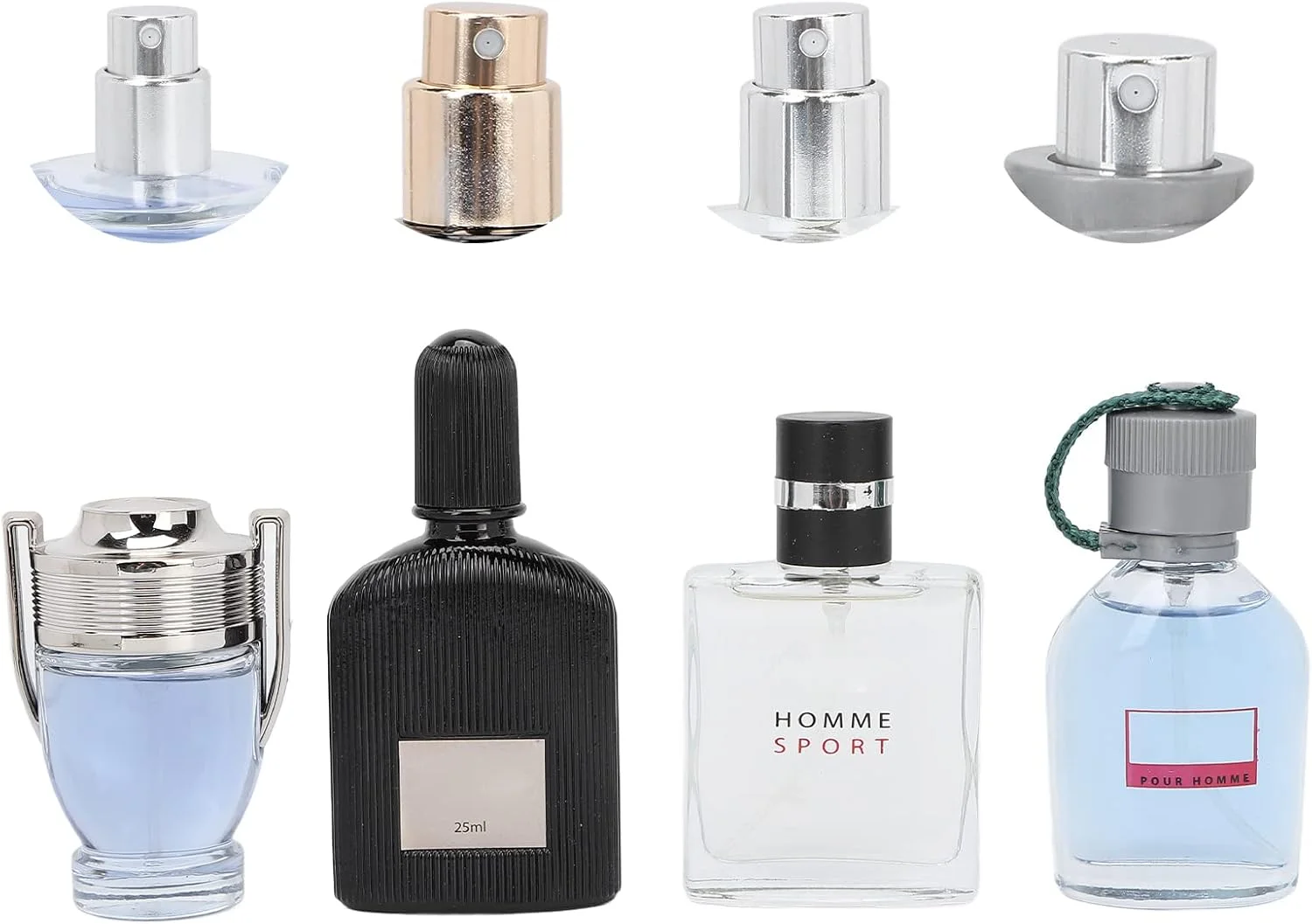 مجموعه چهارتایی عطر مردانه 25 میلی لیتری، ادکلن با رایحه چوبی مردانه، عطر اسپرت دریایی گلی مردانه، ادو تویلت کلاسیک ماندگار مردانه، ادکلن با رایحه اسطوخودوس و قلب گلی