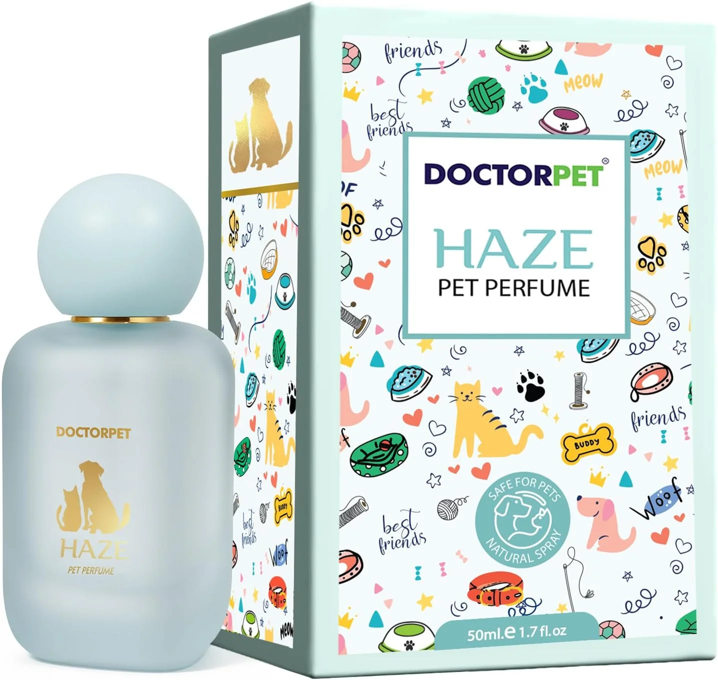 عطر حیوانات خانگی دکتر پت - 50 میلی لیتر - رایحه ملایم و تازه برای حیوانات خانگی - عطر مه ای ترد، تمیز و ظریف برای حیوانات خانگی