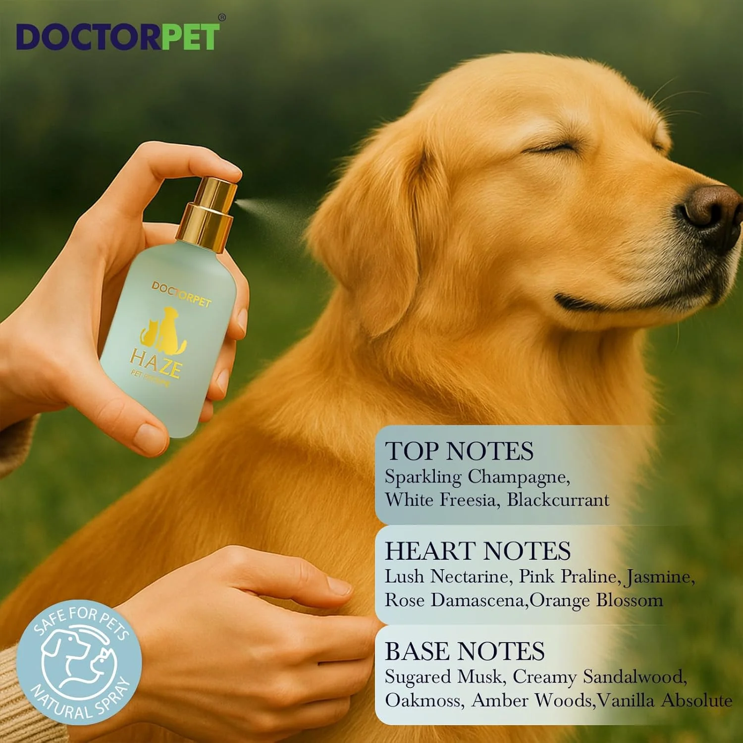 عطر حیوانات خانگی دکتر پت - 50 میلی لیتر - رایحه ملایم و تازه برای حیوانات خانگی - عطر مه ای ترد، تمیز و ظریف برای حیوانات خانگی