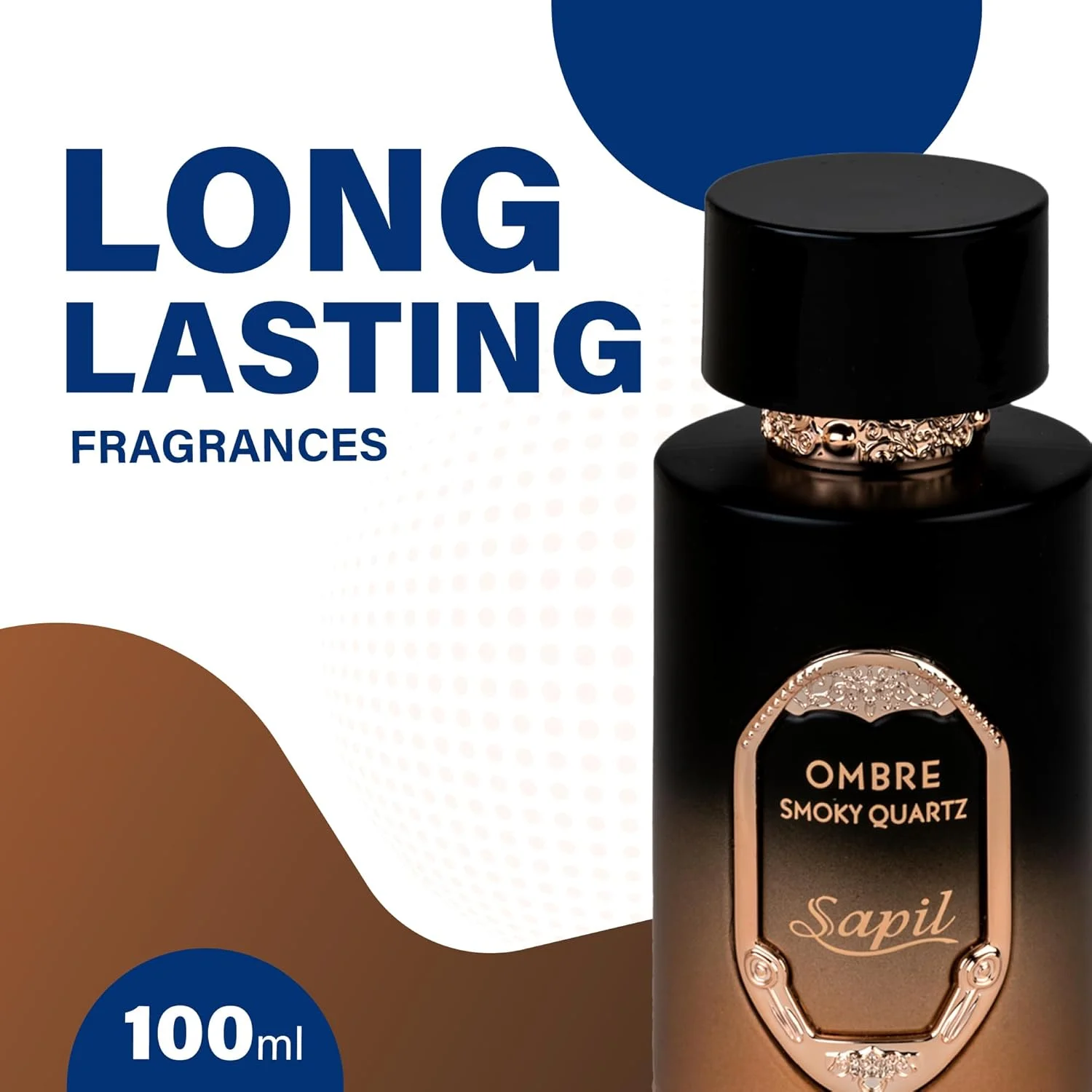 ادو پرفیوم ساپیل Ombre Smoky Quartz ۱۰۰ میلی لیتر، عطر لوکس مقرون به صرفه، رایحه مجلل با نت های ابتدایی وانیل ادویه دار، عطرهای ترکیبی جسورانه برای مردان و زنان