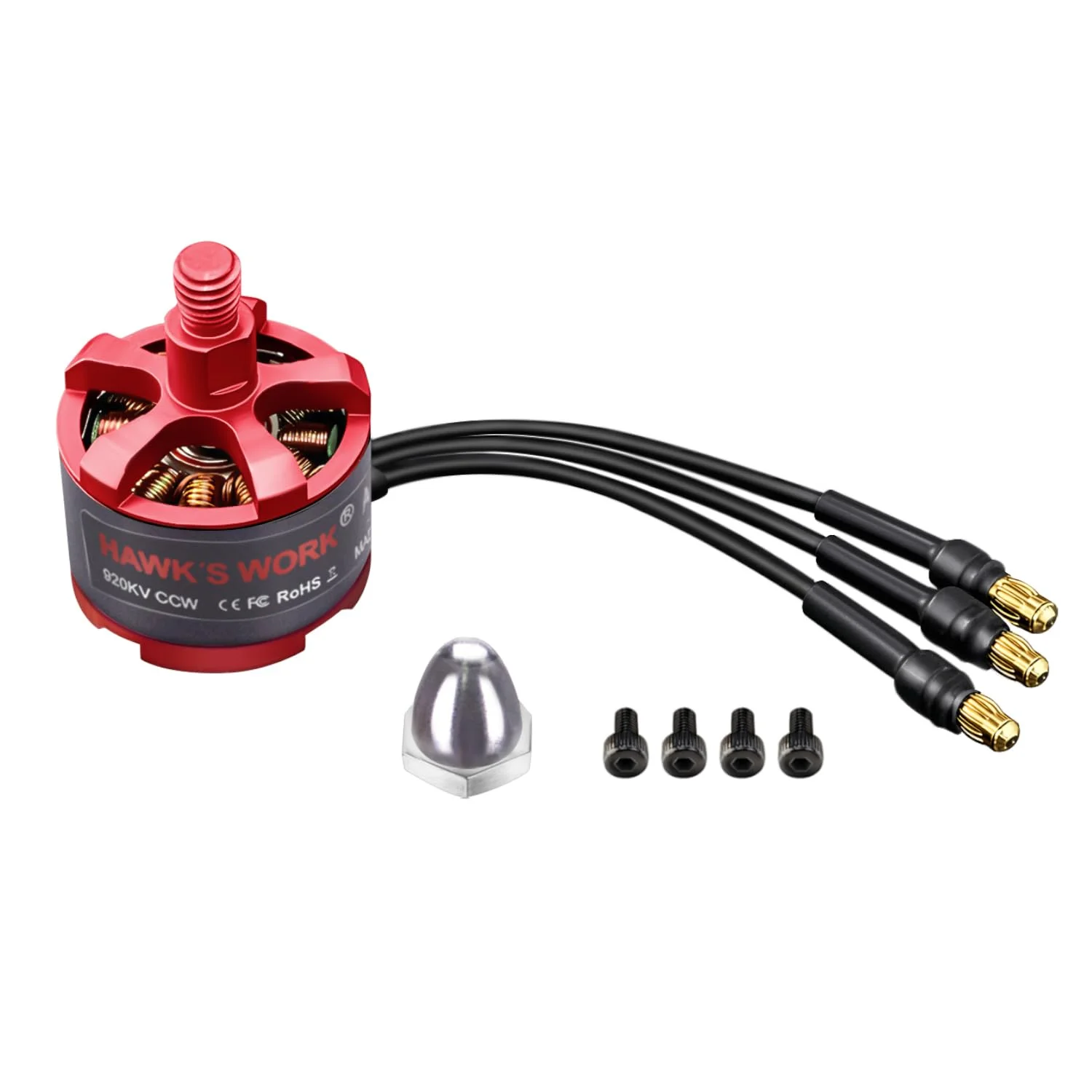 موتور براشلس HAWK'S WORK مدل 2212 920KV، موتور 2-4S برای هواپیمای RC، مولتی کوپتر DIY، مناسب برای Done 450 F550 S500 S550 X525 DJI Phantom Quadcopter (چرخش خلاف جهت عقربه های ساعت*1)