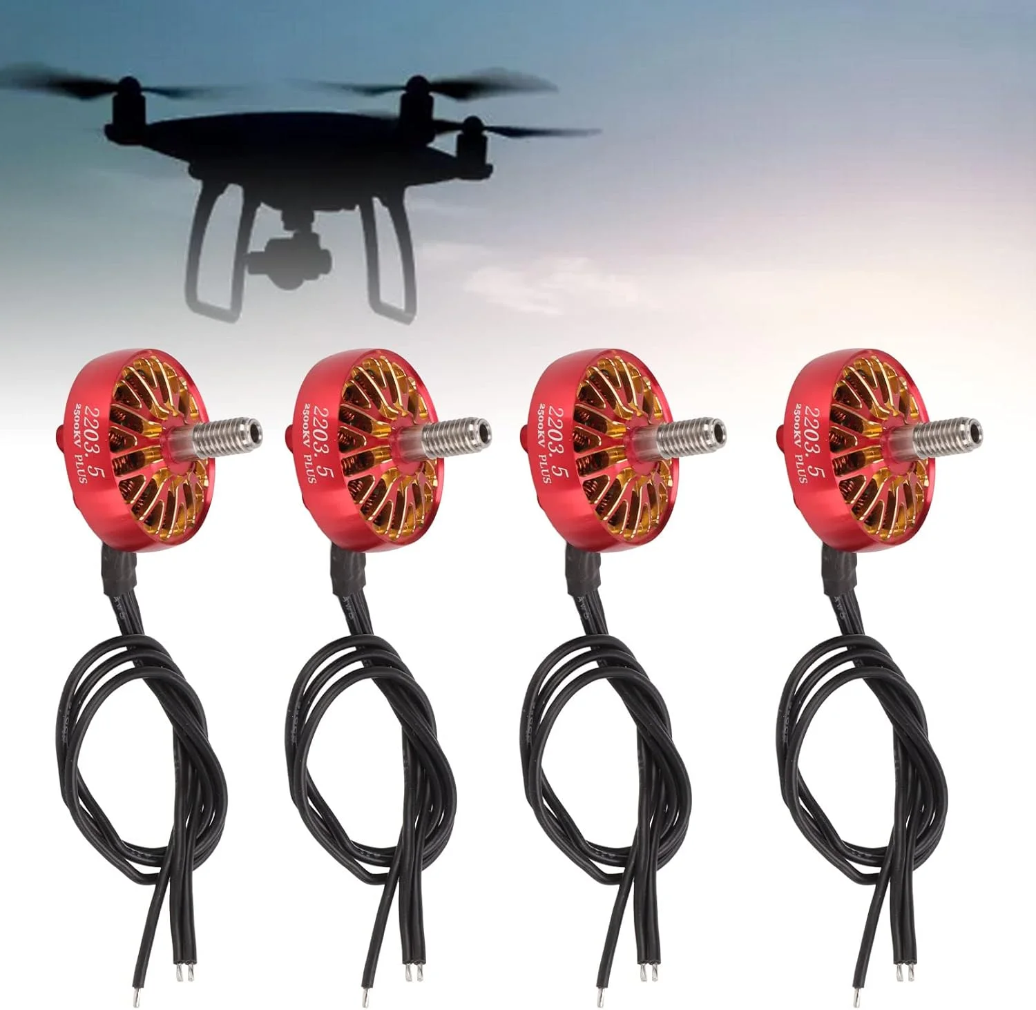 موتور براشلس 2500KV، موتور براشلس 2203 5 مقاوم و بادوام برای پهپادهای چند محوره، 4 عدد