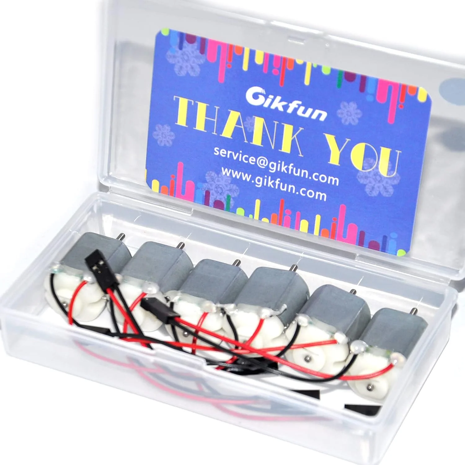 موتور میکرو DC نوع 130 Gikfun با ولتاژ 1 تا 6 ولت برای آردوینو، پروژه‌های سرگرمی، رباتیک، کیت‌های STEM، پهپادها و الکترونیک کوچک DIY (بسته 6 عددی) EK1894