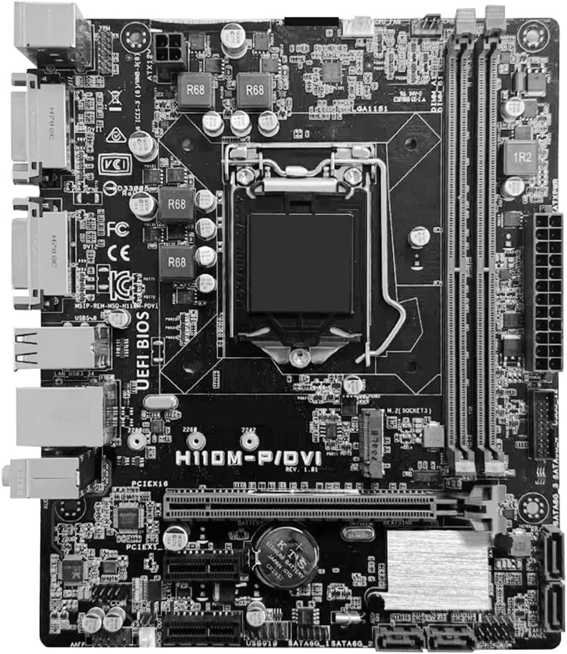مادربرد H110M-P/DVI مدل LGA 1151 H110 DDR4 با ظرفیت 32 گیگابایت و پشتیبانی از پردازنده های i3-6100 7300 6400 6600 7500 6700 7700