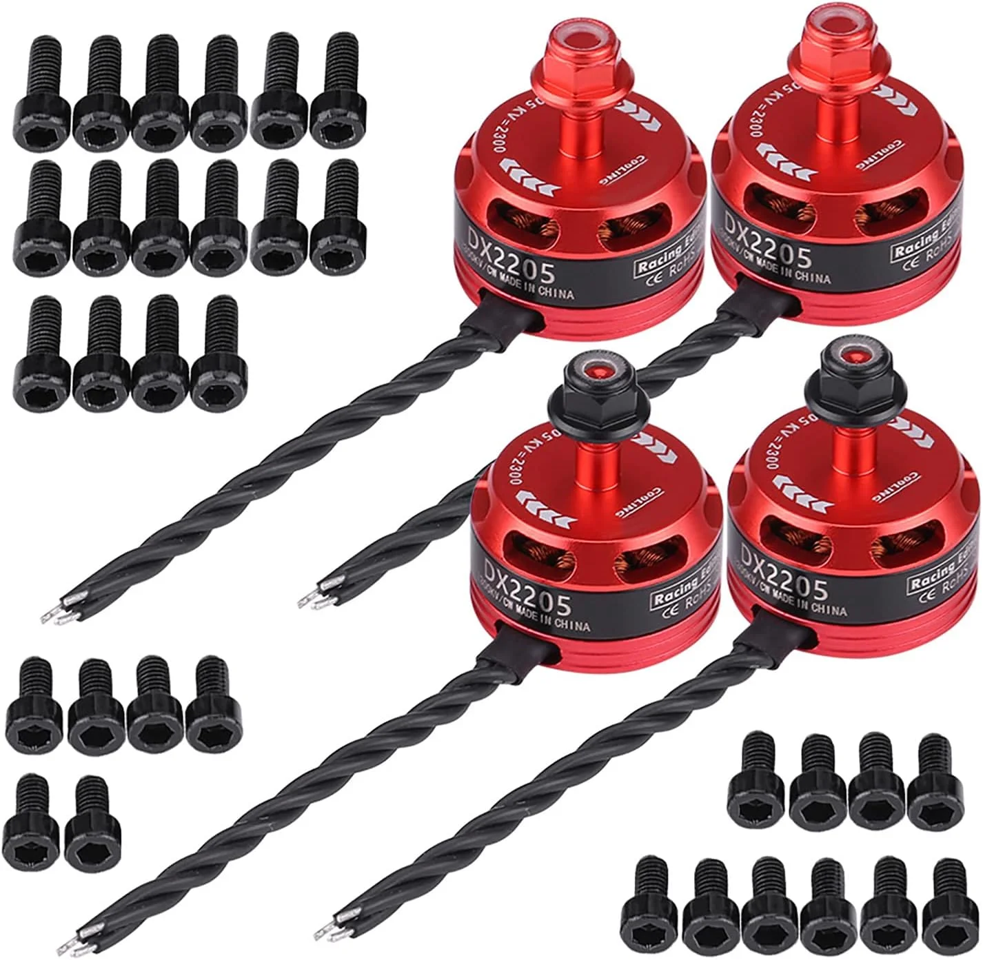 موتور براشلس DX2205 2300KV، موتور براشلس 2-4S RC برای پهپاد مسابقه ای X210 X220 250 280 300 FPV، ست موتور پهپاد با عملکرد بالا