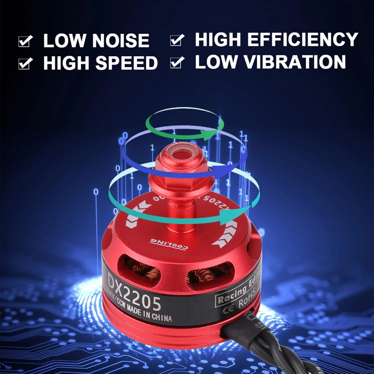 موتور براشلس DX2205 2300KV، موتور براشلس 2-4S RC برای پهپاد مسابقه ای X210 X220 250 280 300 FPV، ست موتور پهپاد با عملکرد بالا