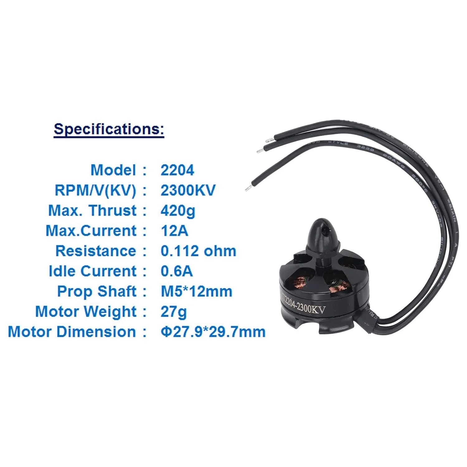 موتور براشلس پهپاد FPV مدل 2300KV با حداکثر نیروی رانش 420 گرم و بلبرینگ مناسب برای 80 210 250