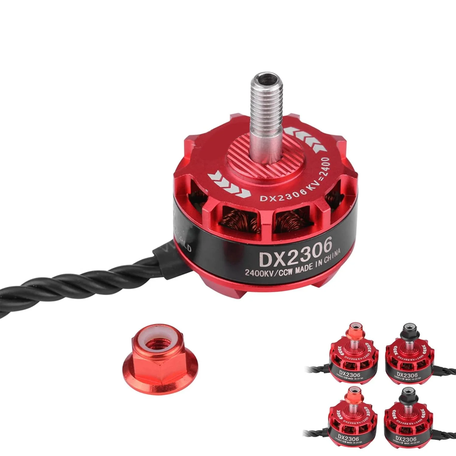 موتور براشلس 2400KV مدل DX2306، ست 4 عددی موتورهای پهپاد RC، آلومینیوم CNC با شفت استیل ضد زنگ برای پهپادهای FPV مدل X210 X220 250، موتور براشلس با عملکرد 2 تا 4 سل