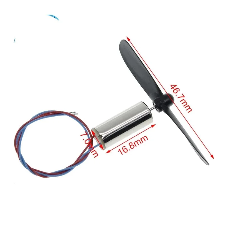 موتور میکرو بدون هسته با پروانه، سرعت بالا 50000 دور در دقیقه، محور بلند برای مدل هواپیما، کوادکوپتر، DIY