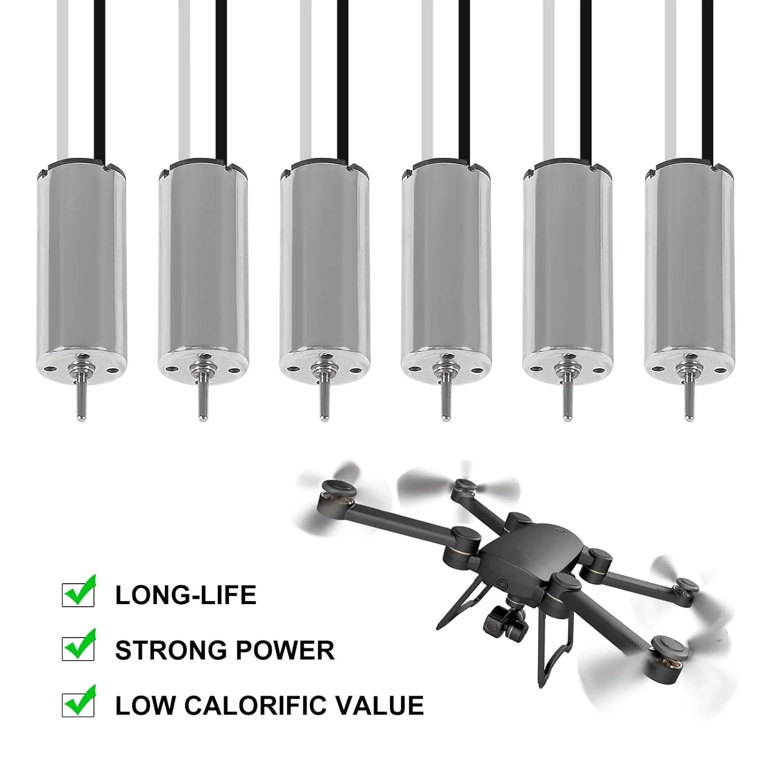 موتور براشلس کورلس 8520، ابعاد 8.5x20 میلی‌متر، سیم‌های سیاه و سفید با ترمینال JST-1.25، بسته 6 عددی