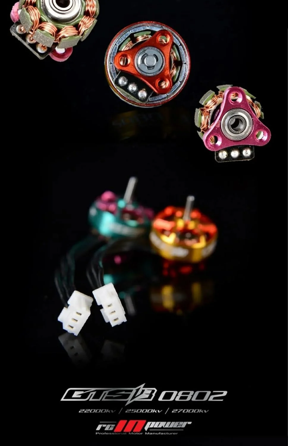 موتور براشلس FPV مدل GTS V3 0802 22000KV/25000KV 1S 4.25V برای موتورهای RCINPOWER، مناسب فریم های کوچک 1.2 تا 1.6 اینچی مسابقه ای و پهپادهای داخلی (4 عدد 0802 22000KV)