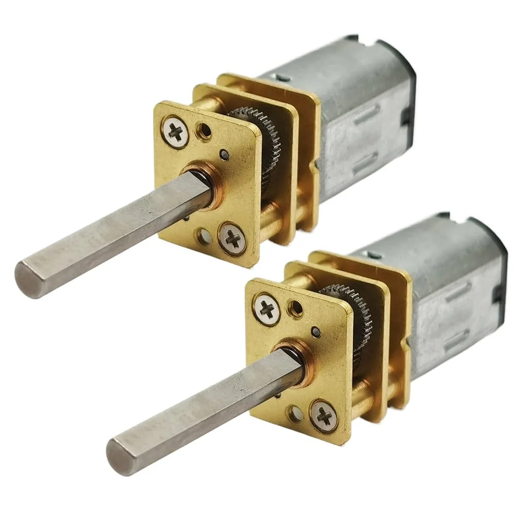 دو عدد موتور DC 12V 800RPM با شفت بلند 20 میلی‌متری GA12 N20 برای پهپادها، موتور براش‌دار 3-12V 15-4000RPM برای آردوینو و رزبری پای (12-800)