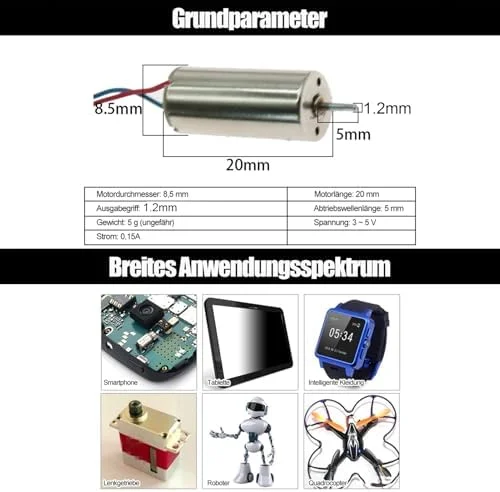 دو عدد موتور کرولس 8520 برش خورده توخالی 8.5x20 میلیمتری موتور پهپاد 3-5 ولت 0.15 آمپر 35000 دور در دقیقه - 50000 دور در دقیقه برای کوادکوپتر پهپاد RC DIY دو عدد موتور کرولس 8520 برش خورده توخالی 8.5x20 میلیمتری موتور پهپاد 3-5 ولت 0.15 آمپر 35000 دور در دقیقه - 50000 دور در دقیقه برای کوادکوپتر پهپاد RC DIY