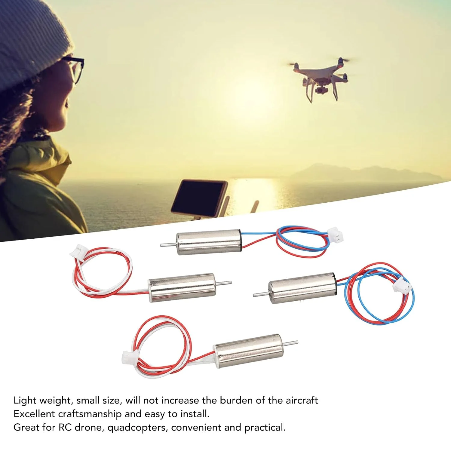 موتورهای هسته ای DC، بسته 4 عددی موتورهای براش خورده 720 با ابعاد 7x20 میلی متر، مینی DC برای پهپادهای RC و کوادکوپترها، سبک و جمع و جور، با دوام