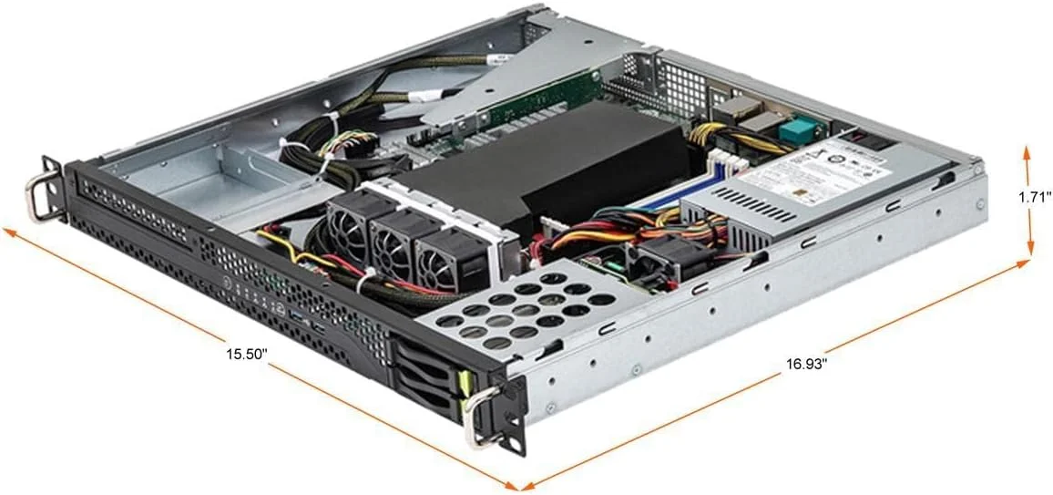 شاسی سرور Barebone رک مونت AsRock Rack 1U2E-X570 با پردازنده AMD Ryzen 5000 (PGA 1331) X570، فرم فاکتور 1U، دارای 2 جایگاه SATA/NVMe با قابلیت تعویض سریع 2.5 اینچی