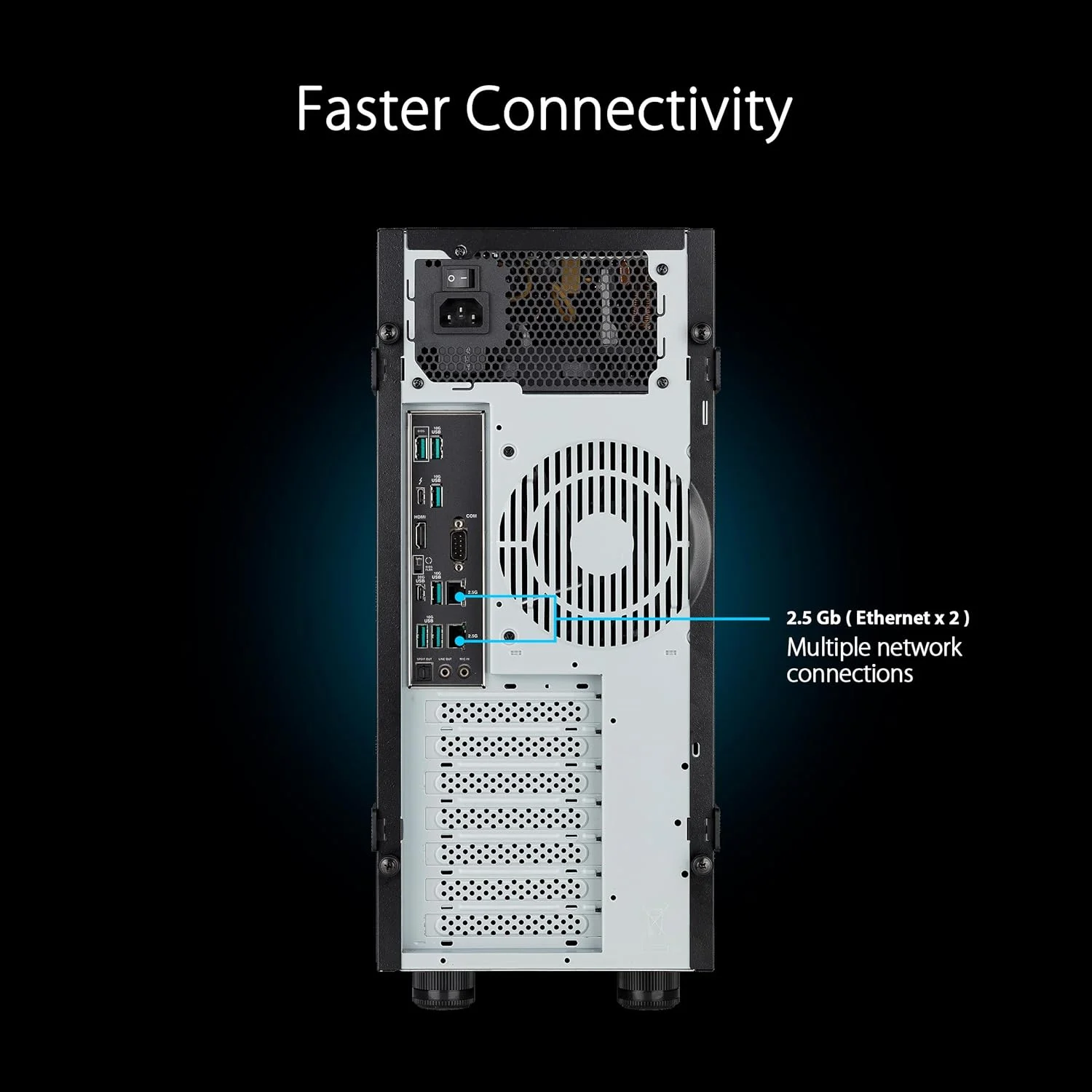 ایستگاه کاری ASUS ExpertCenter Pro ET500I W8-B-750 Essential barebones با پشتیبانی از پردازنده Intel Core Ultra، حافظه DDR5 ECC، دو پورت LAN 2.5GbE، پشتیبانی از NVIDIA RTX، سه اسلات M.2، تاندربولت 4 و Control Center Express