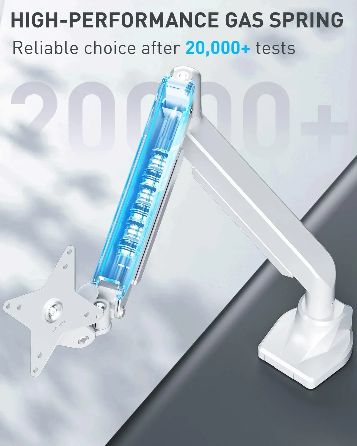 بازوی مانیتور سنگین HEYMIX LIFE - پایه مانیتور 15 کیلوگرمی برای صفحه نمایش های فوق عریض تا 49 اینچ، بازوی مانیتور تکی سفید با فنر گازی، بازوی مانیتور تکی خمیده برای بازی صفحه نمایش 34/49 اینچی