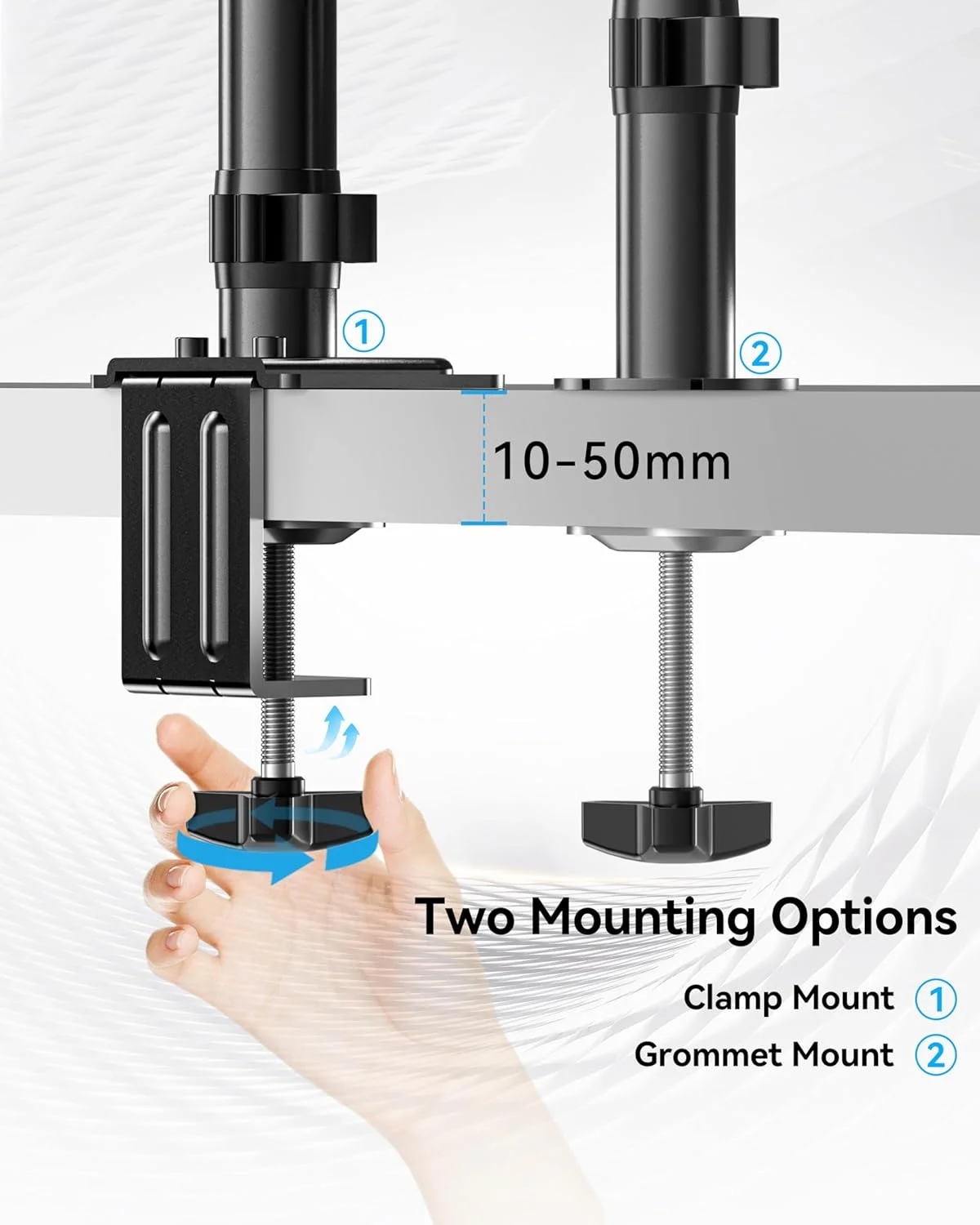 بازوی نگهدارنده دو مانیتور با سینی لپ‌تاپ - بازوی دوگانه Vesa، پایه مانیتور با نگهدارنده لپ‌تاپ، پایه دو صفحه نمایش برای 13-32 اینچ، 2 پایه Vesa تا 8 کیلوگرم برای بازی و اداره