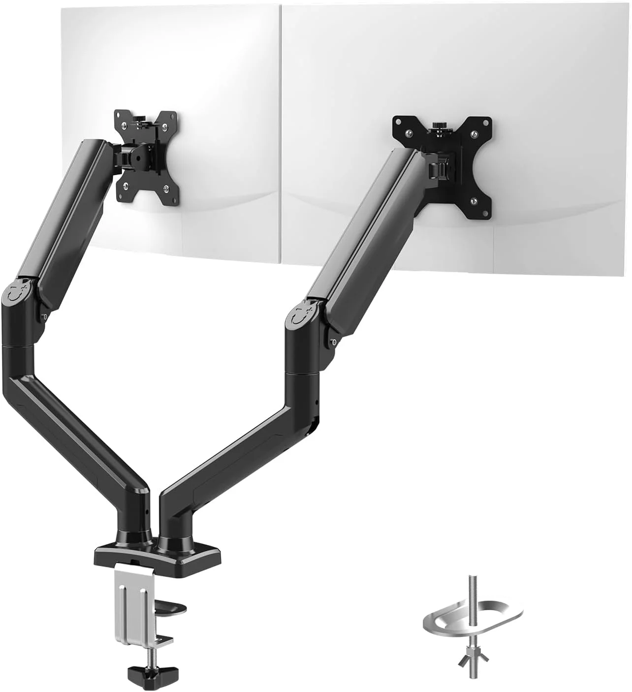 پایه رومیزی دو مانیتوره GRIFEMA GB2003-2 مناسب برای صفحه نمایش 13 تا 32 اینچ، پایه مانیتور دوگانه فنری گازی، وزن 4-18 کیلوگرم، ارتفاع قابل تنظیم VESA 75 و 100 میلی متر