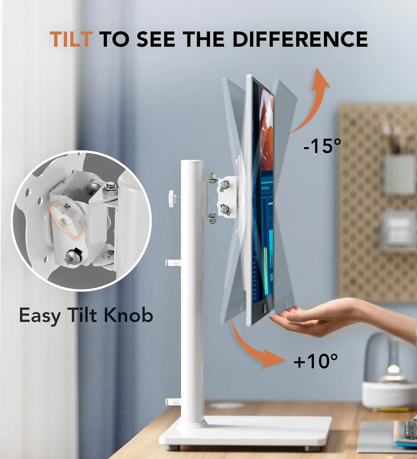 پایه رومیزی مانیتور LCD تک Hemudu برای صفحه نمایش 13 تا 32 اینچ با قابلیت چرخش، تنظیم ارتفاع و نگهداری یک صفحه نمایش تا 35 کیلوگرم - سفید