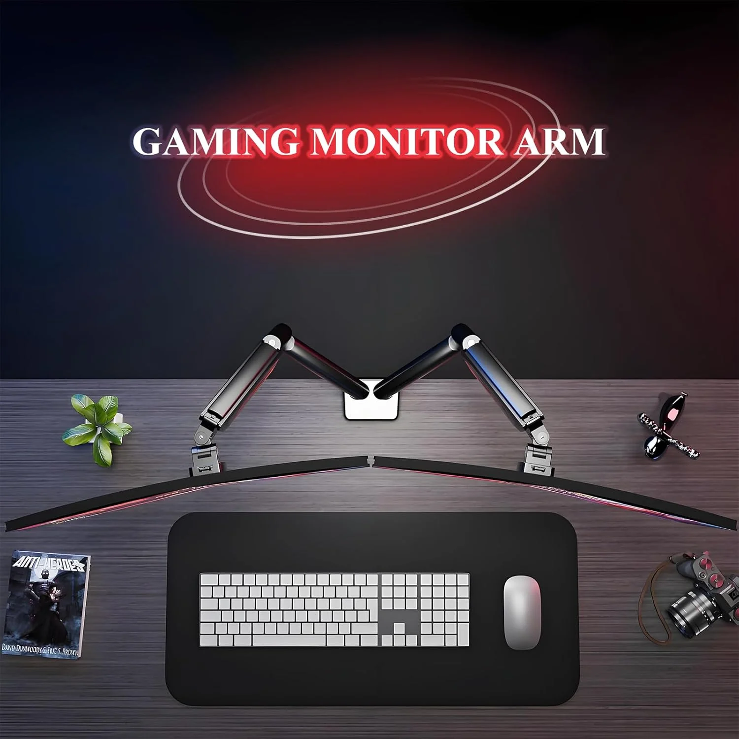 بازوی نگهدارنده دو مانیتوره Fydeamer برای مانیتورهای 17-35 اینچ تا 11 کیلوگرم، پایه مانیتور فنری گازی قابل تنظیم، پایه مانیتور کامپیوتر با حرکت کامل، بازوی نمایشگر LED/LCD با الگوی VESA 75x75/100x100، دو بازویی مشکی