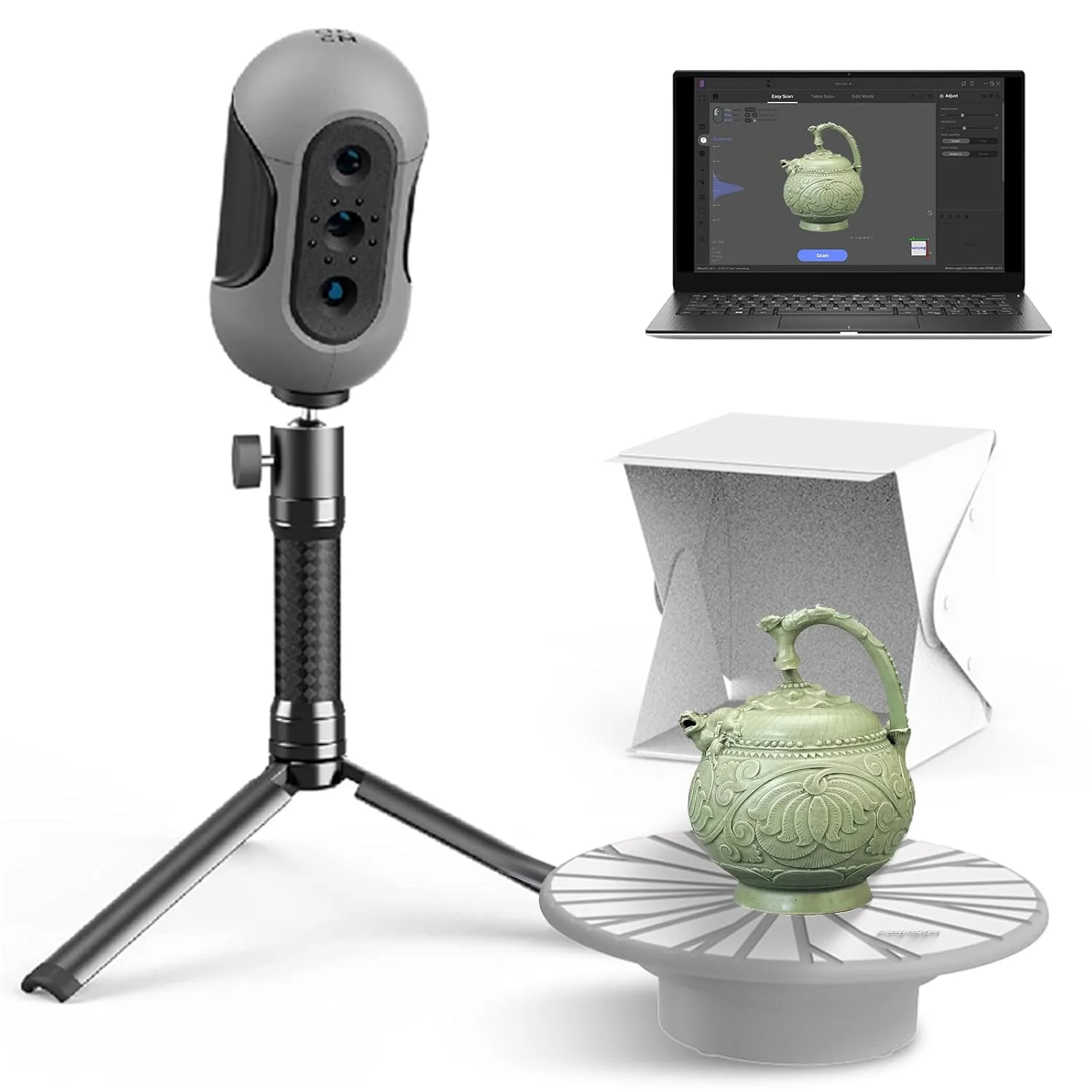 اسکنر سه بعدی Mole، رزولوشن 0.1 میلی‌متر، دقت بالای 0.05 میلی‌متر با سرعت اسکن 10 فریم در ثانیه، پشتیبانی از حالت‌های دوگانه دستی و صفحه گردان، اسکن رنگی، سازگار با Win10/MacOS (نسخه لوکس)