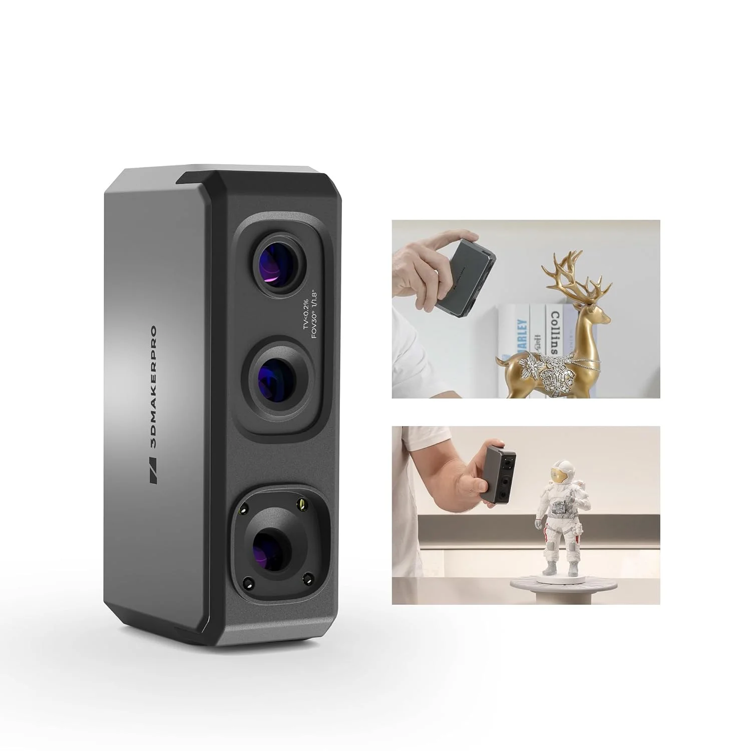 اسکنر سه بعدی دستی 3DMakerpro Seal Lite برای پرینتر سه بعدی، دقت بالای 0.02 میلی متر، سرعت اسکن 10 فریم در ثانیه با لنزهای ضد لرزش، اسکنر مدل سه بعدی برای ویندوز/مک او اس (استاندارد)