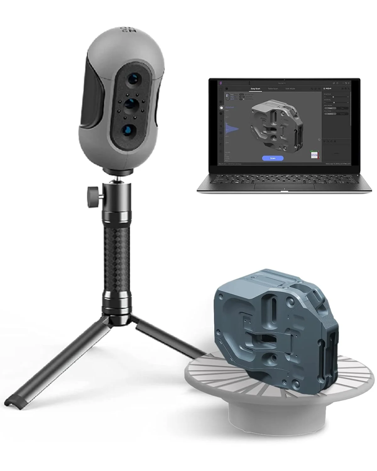 اسکنر سه بعدی Mole با دقت 0.1 میلی‌متر، اسکن بدون نیاز به مارکر با دقت 0.05 میلی‌متر، اسکنرهای سه بعدی حرفه‌ای با فناوری چند طیفی، حالت اسکن چرخشی و دستی و اسکن اشیاء تیره