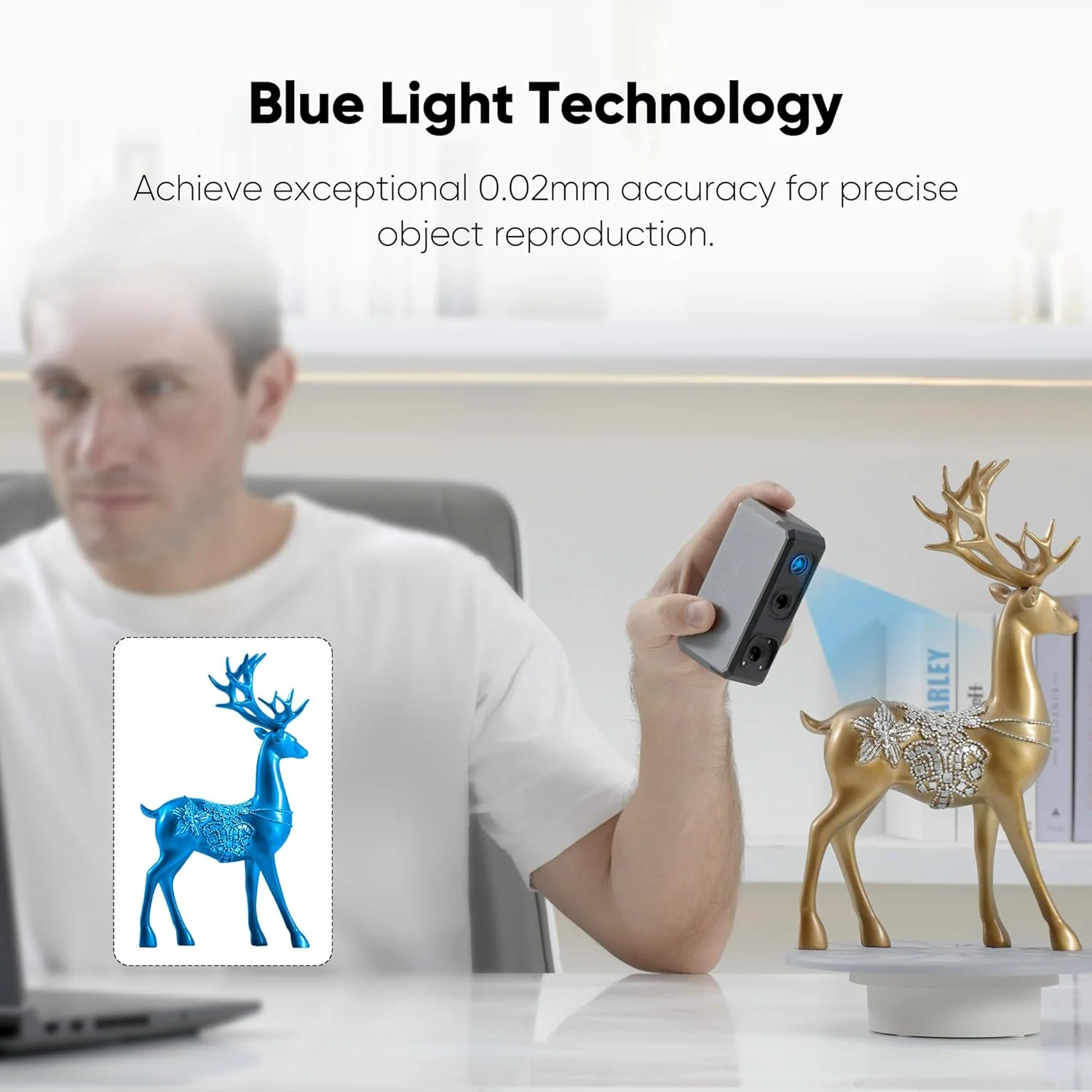 اسکنر سه بعدی دستی 3DMakerpro Seal Lite برای پرینتر سه بعدی، دقت بالای 0.02 میلی متر، سرعت اسکن 10 فریم در ثانیه با لنزهای ضد لرزش، اسکنر مدل سه بعدی برای ویندوز/مک او اس (استاندارد)