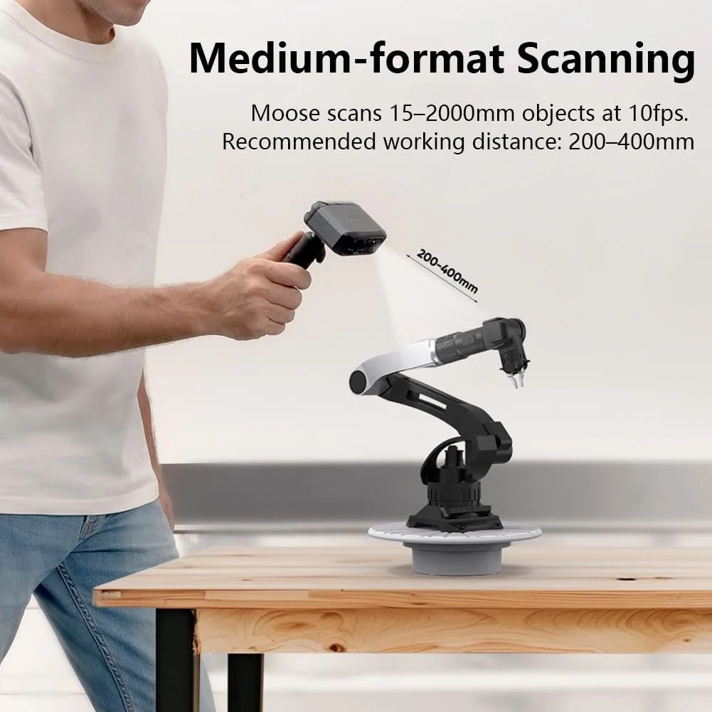 اسکنر سه بعدی 3DMakerpro Moose Lite، اسکنرهای سه بعدی با فرمت متوسط برای چاپ، منبع نور NIR، دقت تا 0.05 میلی متر، اسکن بافت مونو