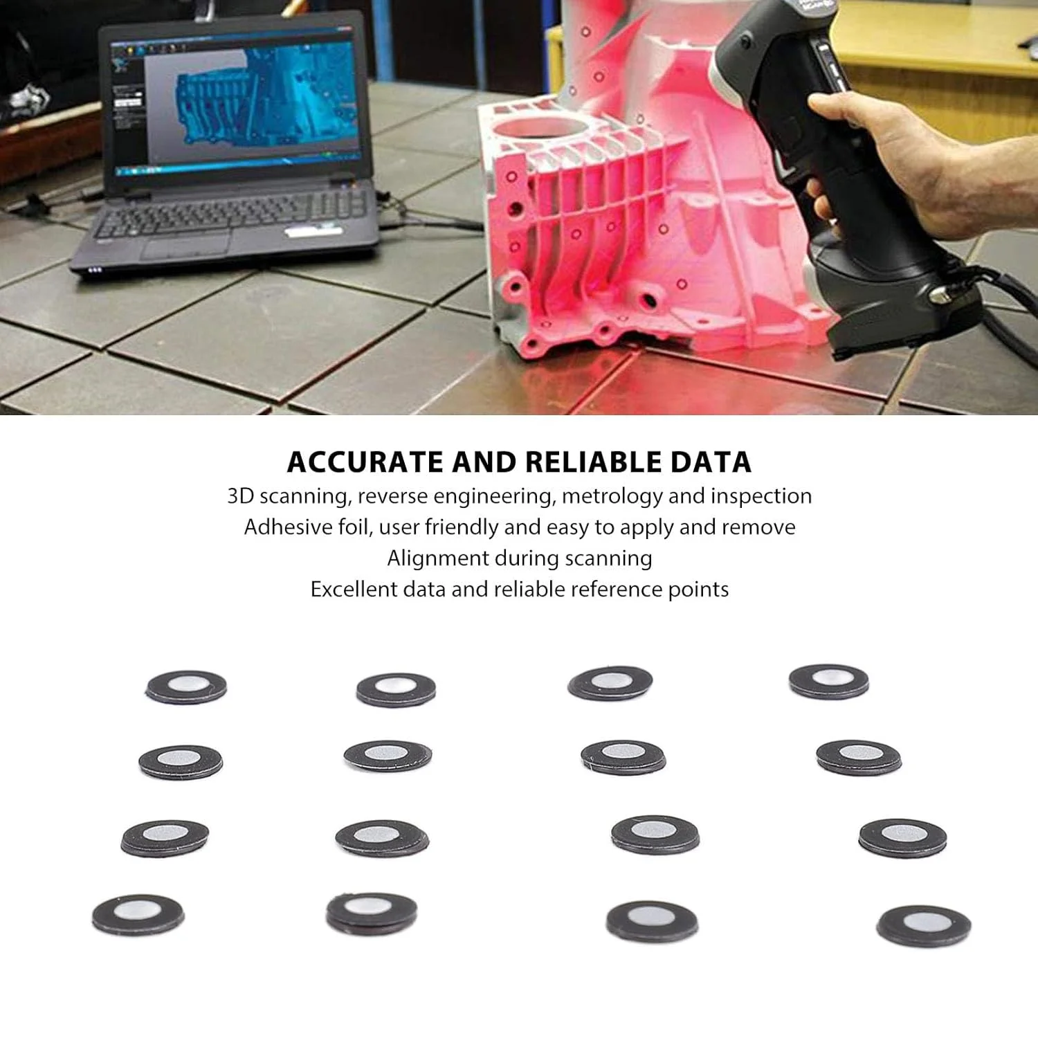 150 عدد نشانگر اسکن سه بعدی، نشانگرهای مغناطیسی اسکن سه بعدی، هدف های موقعیت اسکن نقطه مرجع بازتابنده بالا شناسه 3 میلی متر قطر خارجی 6 میلی متر