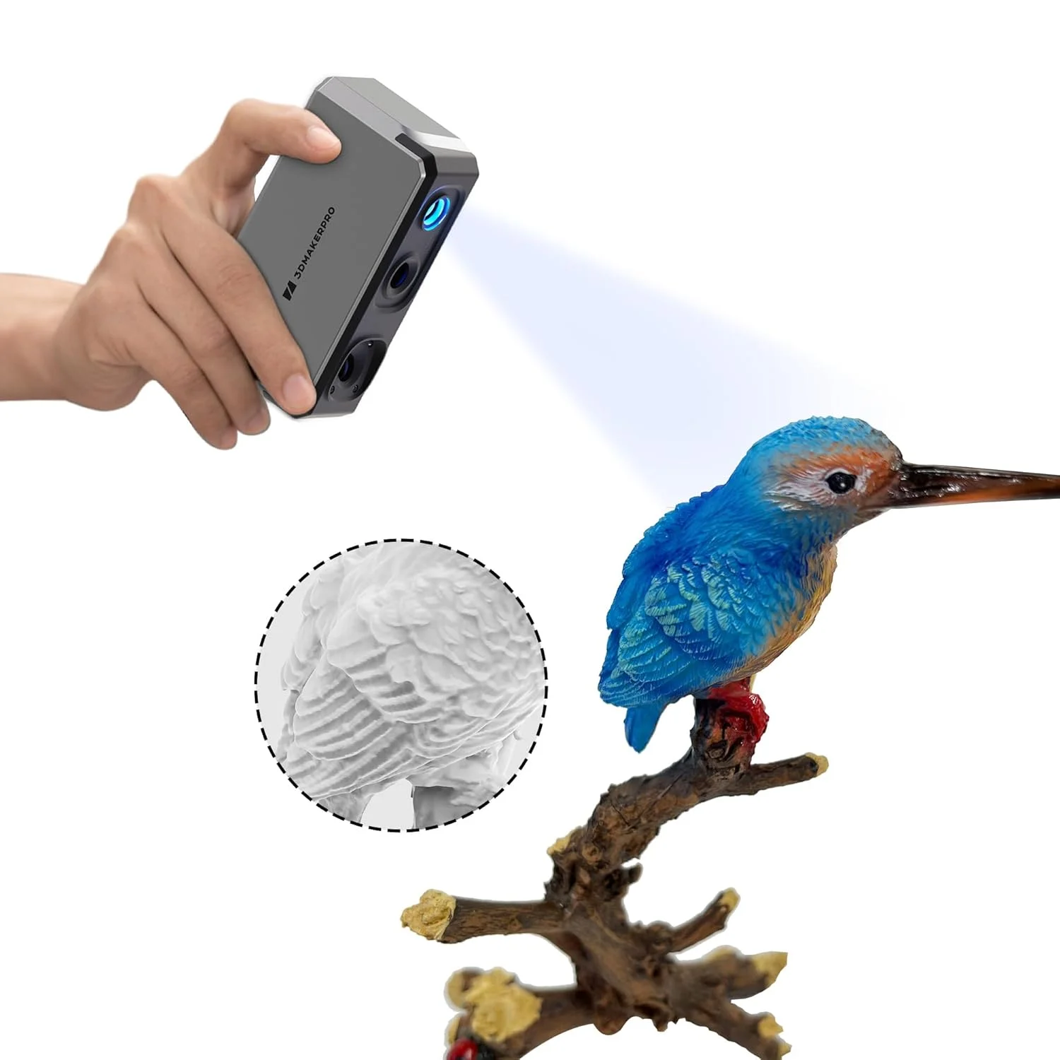 اسکنر سه بعدی 3DMakerpro Seal برای پرینتر سه بعدی با دقت 0.01 میلی متر، دوربین رنگی 24 بیتی، سرعت اسکن 10 فریم بر ثانیه، اسکنر مدل سه بعدی ضد لرزش برای اندروید/iOS/Win10/MacOS (استاندارد)