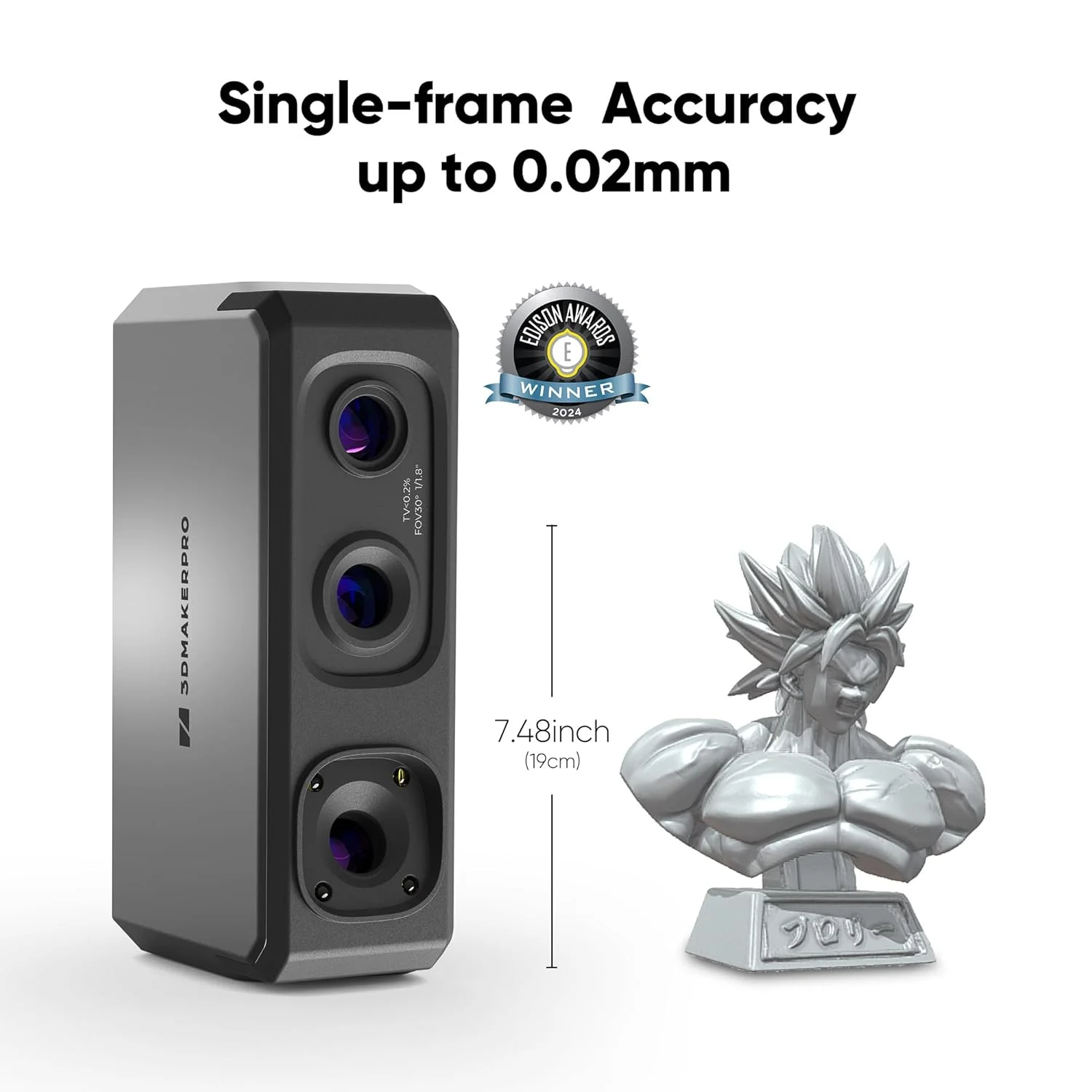 اسکنر سه بعدی دستی 3DMakerpro برای پرینتر سه بعدی، دقت بالای 0.02 میلی متر، سرعت اسکن 10 فریم بر ثانیه با لنزهای ضد لرزش، اسکنر مدل سه بعدی برای ویندوز/MacOS - Seal Lite Advanced