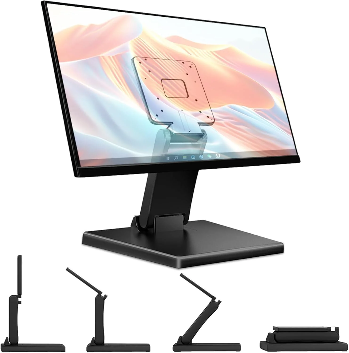 پایه نگهدارنده قابل تنظیم LCD تلویزیون، هولدر مانیتور قابل حمل برای صفحه نمایش 10-27 اینچی، سازگار با سوراخ VESA 75x75mm و 100x100mm