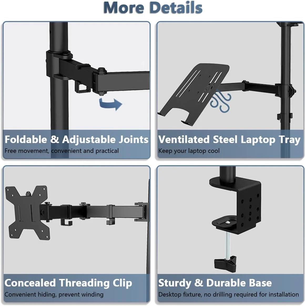 پایه نگهدارنده مانیتور و لپ تاپ، بازوی فنری گازی دوگانه با سینی لپ تاپ، کاملا قابل تنظیم، مناسب برای نوت بوک های 12 تا 17 اینچی، پایه رومیزی با گیره، مناسب برای صفحه نمایش کامپیوتر LCD 13-32 اینچی، مناسب برای دفتر کار پایه نگهدارنده مانیتور و لپ تاپ، بازوی فنری گازی دوگانه با سینی لپ تاپ، کاملا قابل تنظیم، مناسب برای نوت بوک های 12 تا 17 اینچی، پایه رومیزی با گیره، مناسب برای صفحه نمایش کامپیوتر LCD 13-32 اینچی، مناسب برای دفتر کار