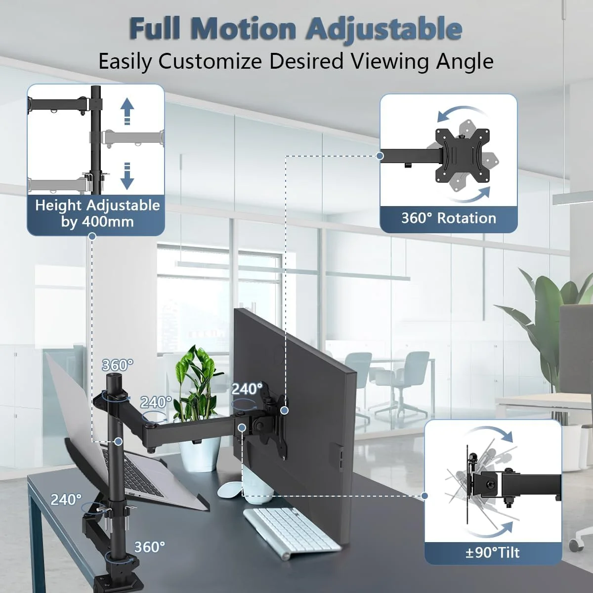 پایه نگهدارنده مانیتور و لپ تاپ، بازوی فنری گازی دوگانه با سینی لپ تاپ، کاملا قابل تنظیم، مناسب برای نوت بوک های 12 تا 17 اینچی، پایه رومیزی با گیره، مناسب برای صفحه نمایش کامپیوتر LCD 13-32 اینچی، مناسب برای دفتر کار پایه نگهدارنده مانیتور و لپ تاپ، بازوی فنری گازی دوگانه با سینی لپ تاپ، کاملا قابل تنظیم، مناسب برای نوت بوک های 12 تا 17 اینچی، پایه رومیزی با گیره، مناسب برای صفحه نمایش کامپیوتر LCD 13-32 اینچی، مناسب برای دفتر کار