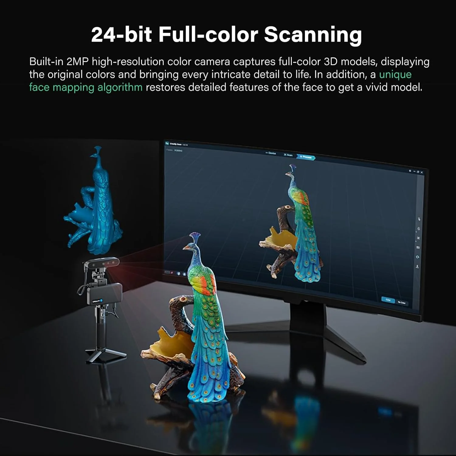 اسکنر سه بعدی Creality CR-Scan Ferret Pro برای ارتقاء پرینتر سه بعدی، اسکن مدل سه بعدی دستی، ضد لرزش، ردیابی Wifi6، دقت 0.1 میلی متر، رنگ کامل 24 بیتی برای گوشی های اندروید، iOS، کامپیوتر، مک، ویندوز