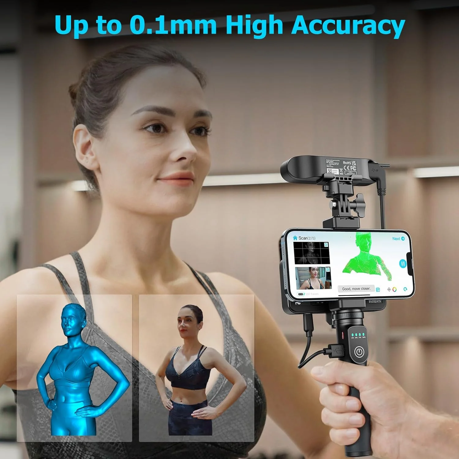 اسکنر سه بعدی CR Scan Ferret Pro، دقت 0.1 میلی متر، اسکن رنگی سریع و کامل، ردیابی ضد لرزش پیشرفته، مجهز به پل وایرلس Wifi6، پاور بانک، پشتیبانی از ویندوز، مک، اندروید، iOS